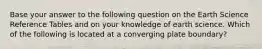 Base your answer to the following question on the Earth Science Reference Tables and on your knowledge of earth science. Which of the following is located at a converging plate boundary?