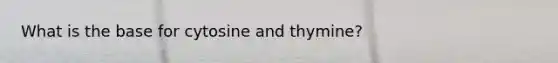 What is the base for cytosine and thymine?