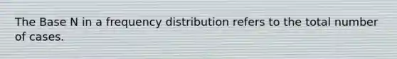 The Base N in a frequency distribution refers to the total number of cases.