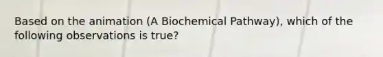 Based on the animation (A Biochemical Pathway), which of the following observations is true?