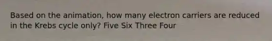 Based on the animation, how many electron carriers are reduced in the Krebs cycle only? Five Six Three Four