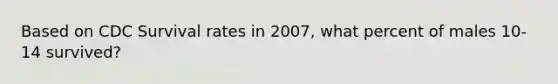 Based on CDC Survival rates in 2007, what percent of males 10-14 survived?