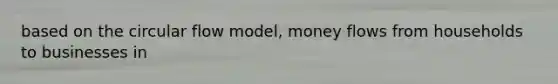 based on the circular flow model, money flows from households to businesses in