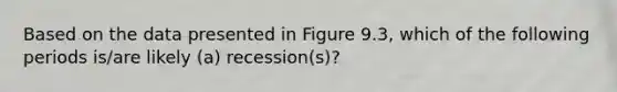 Based on the data presented in Figure 9.3, which of the following periods is/are likely (a) recession(s)?