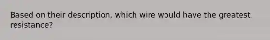 Based on their description, which wire would have the greatest resistance?