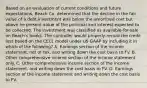 Based on an evaluation of current conditions and future expectations, Beach Co. determined that the decline in the fair value of a debt investment was below the amortized cost but above he present value of the principal and interest expected to be collected. The investment was classified as available-for-sale on Beach's books. The controller would properly record the credit loss based on the CECL model under US GAAP by including it in which of the following? A. Earnings section of the income statement, net of tax, and writing down the cost basis to FV. B. Other comprehensive income section of the income statement only. C. Other comprehensive income section of the income statement, and writing down the cost basis to FV. D. Earnings section of the income statement and writing down the cost basis to FV.