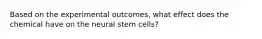 Based on the experimental outcomes, what effect does the chemical have on the neural stem cells?