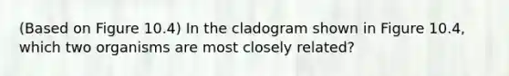 (Based on Figure 10.4) In the cladogram shown in Figure 10.4, which two organisms are most closely related?