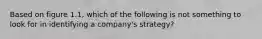 Based on figure 1.1, which of the following is not something to look for in identifying a company's strategy?