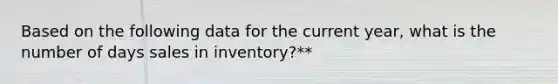 Based on the following data for the current year, what is the number of days sales in inventory?**