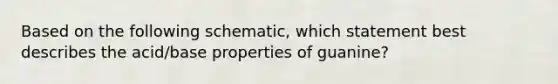 Based on the following schematic, which statement best describes the acid/base properties of guanine?