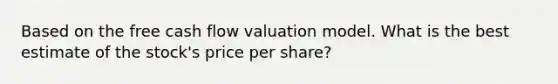 Based on the free cash flow valuation model. What is the best estimate of the stock's price per share?