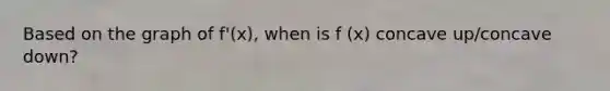 Based on the graph of f'(x), when is f (x) concave up/concave down?