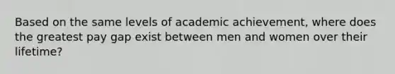 Based on the same levels of academic achievement, where does the greatest pay gap exist between men and women over their lifetime?