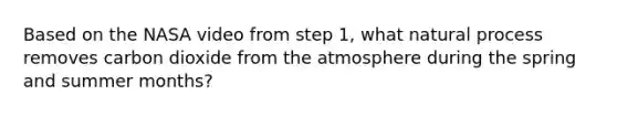 Based on the NASA video from step 1, what natural process removes carbon dioxide from the atmosphere during the spring and summer months?