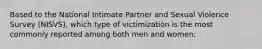 Based to the National Intimate Partner and Sexual Violence Survey (NISVS), which type of victimization is the most commonly reported among both men and women: