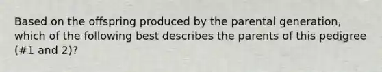Based on the offspring produced by the parental generation, which of the following best describes the parents of this pedigree (#1 and 2)?