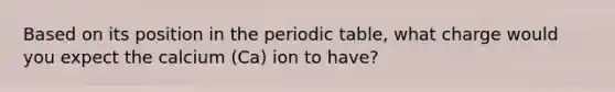 Based on its position in the periodic table, what charge would you expect the calcium (Ca) ion to have?