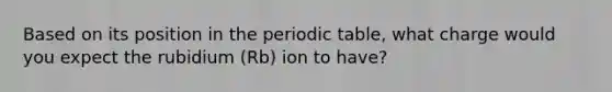 Based on its position in the periodic table, what charge would you expect the rubidium (Rb) ion to have?