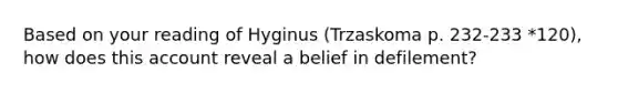 Based on your reading of Hyginus (Trzaskoma p. 232-233 *120), how does this account reveal a belief in defilement?