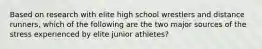 Based on research with elite high school wrestlers and distance runners, which of the following are the two major sources of the stress experienced by elite junior athletes?