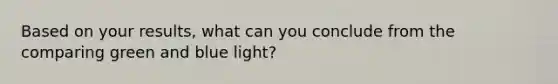Based on your results, what can you conclude from the comparing green and blue light?