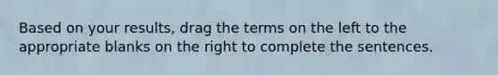 Based on your results, drag the terms on the left to the appropriate blanks on the right to complete the sentences.