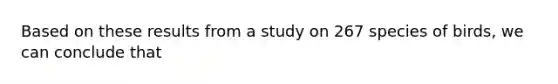 Based on these results from a study on 267 species of birds, we can conclude that