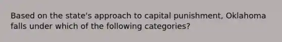 Based on the state's approach to capital punishment, Oklahoma falls under which of the following categories?