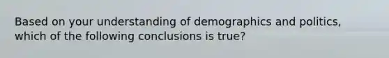 Based on your understanding of demographics and politics, which of the following conclusions is true?