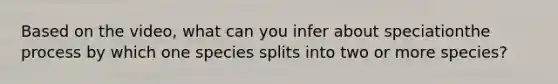 Based on the video, what can you infer about speciationthe process by which one species splits into two or more species?