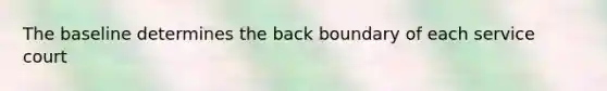 The baseline determines the back boundary of each service court