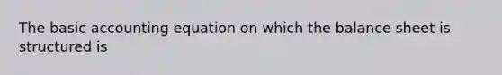 The basic accounting equation on which the balance sheet is structured is