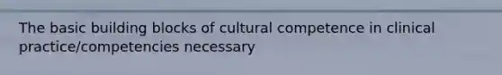 The basic building blocks of cultural competence in clinical practice/competencies necessary