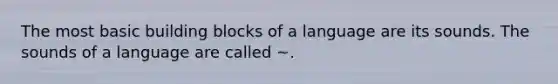 The most basic building blocks of a language are its sounds. The sounds of a language are called ~.