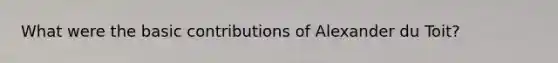 What were the basic contributions of Alexander du Toit?