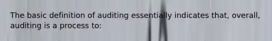The basic definition of auditing essentially indicates that, overall, auditing is a process to: