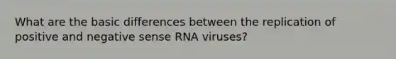 What are the basic differences between the replication of positive and negative sense RNA viruses?