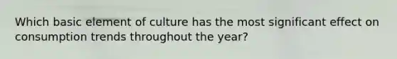 Which basic element of culture has the most significant effect on consumption trends throughout the year?