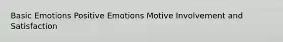 Basic Emotions Positive Emotions Motive Involvement and Satisfaction