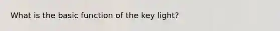 What is the basic function of the key light?