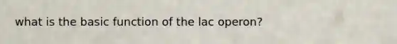 what is the basic function of the lac operon?