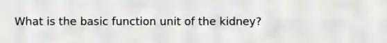 What is the basic function unit of the kidney?
