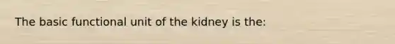 The basic functional unit of the kidney is the: