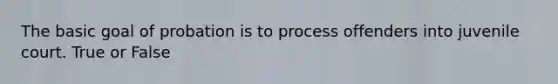 The basic goal of probation is to process offenders into juvenile court. True or False