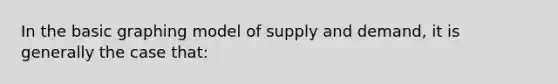 In the basic graphing model of supply and demand, it is generally the case that: