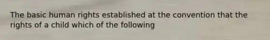 The basic human rights established at the convention that the rights of a child which of the following