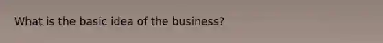 What is the basic idea of the business?