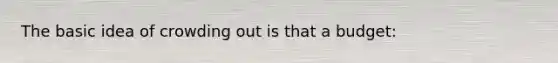 The basic idea of crowding out is that a budget: