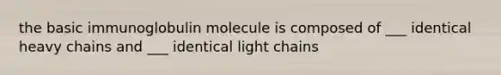 the basic immunoglobulin molecule is composed of ___ identical heavy chains and ___ identical light chains